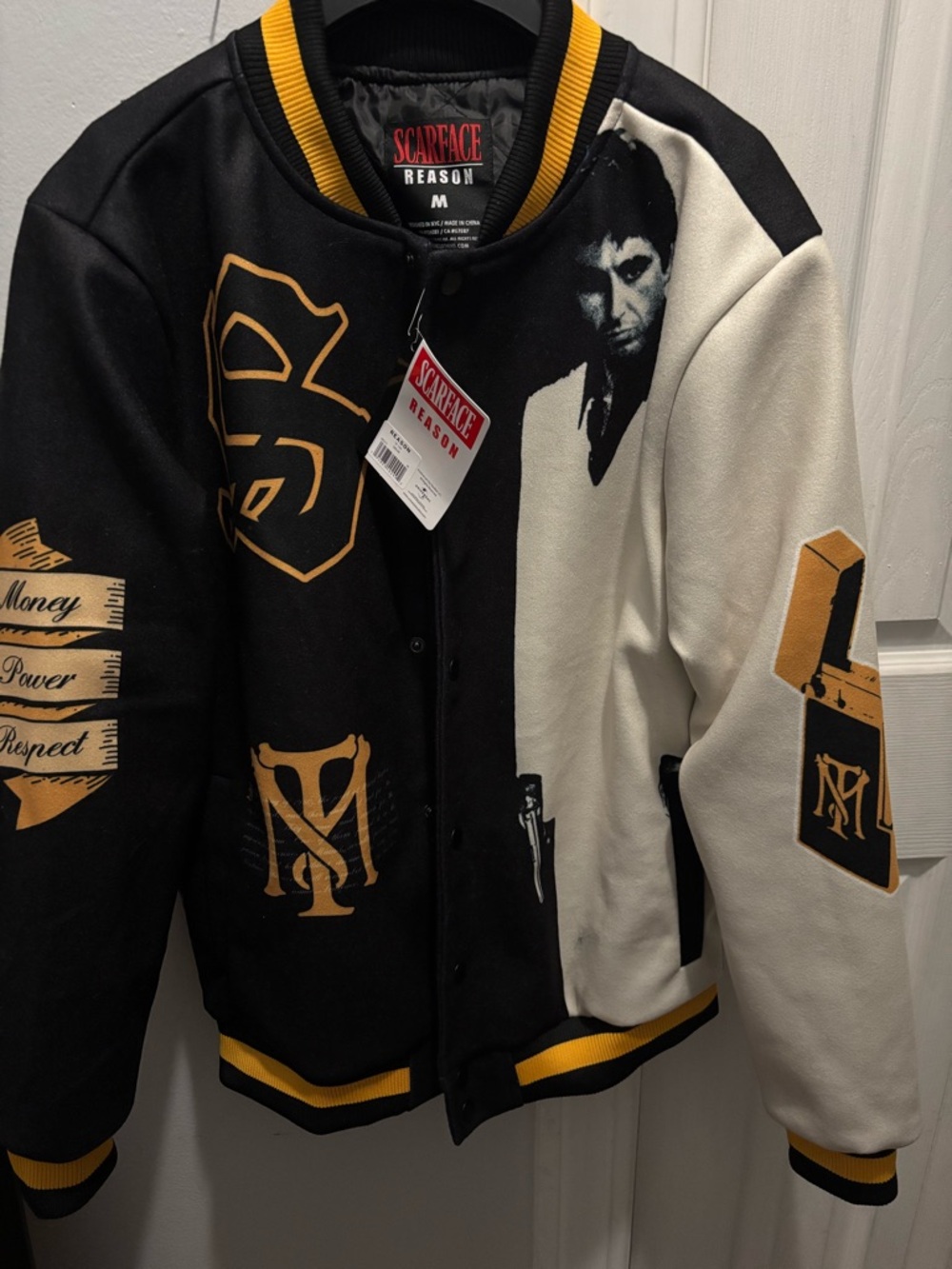 Scarface Reason Men's Black & Cream Varsity Jacket